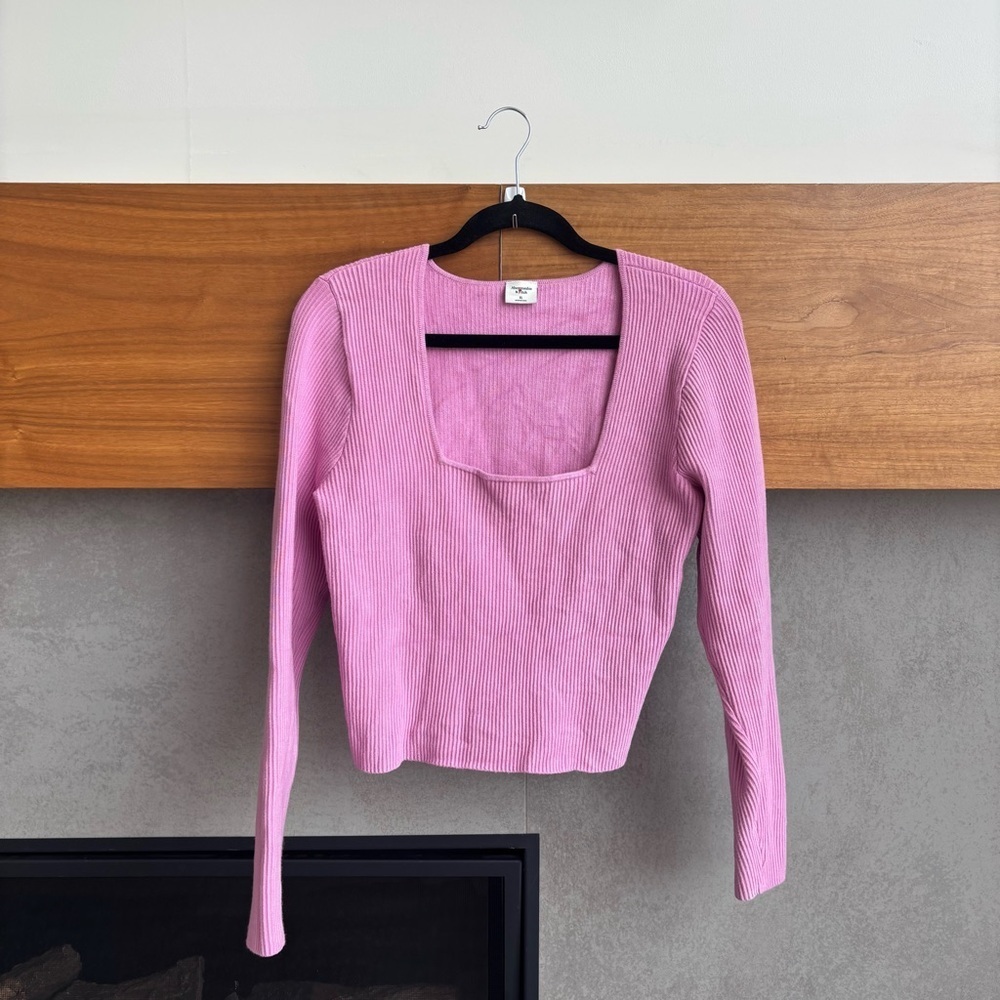 Abercrombie and Fitch Square Neck Long-Sleeve Top, Size‎ XL